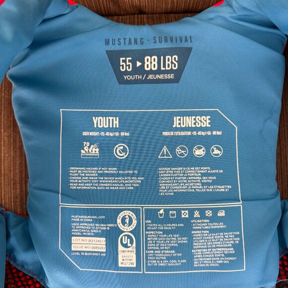 Mustang Youth Rev Foam Vest | Survival Youth Life Vest (55–88 lbs) - Picture 6 of 6